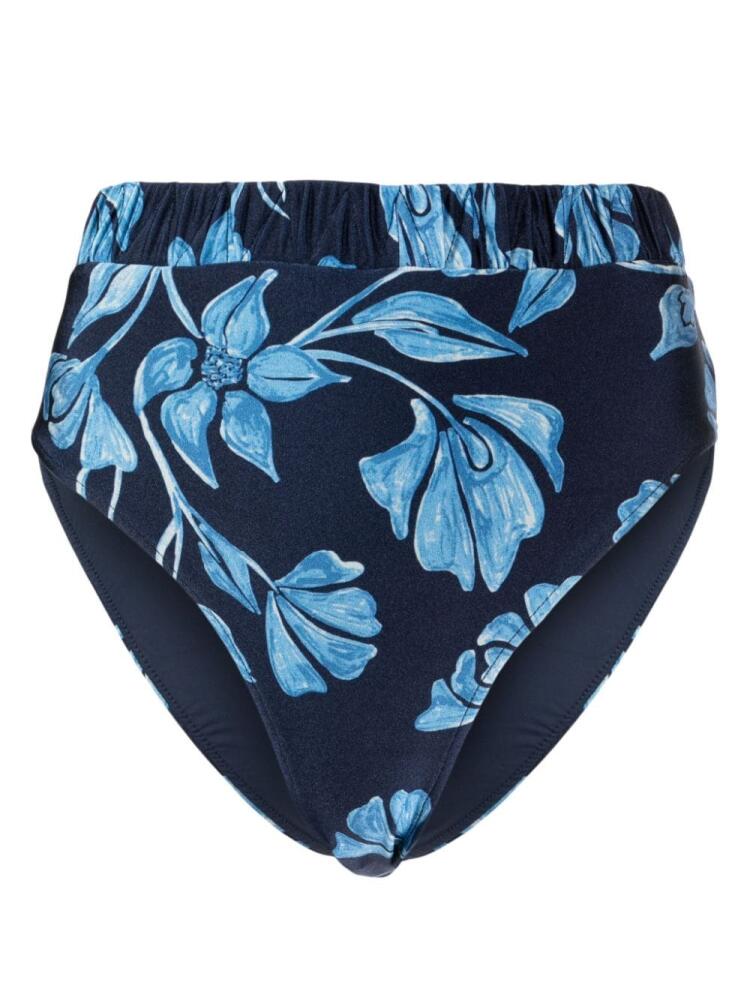 PatBO Nightflower floral-print bikini riefs - Blue Cover