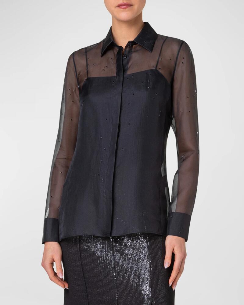 Akris Silk Organza Tunic Blouse with Swarovski Stars Embellishment Cover