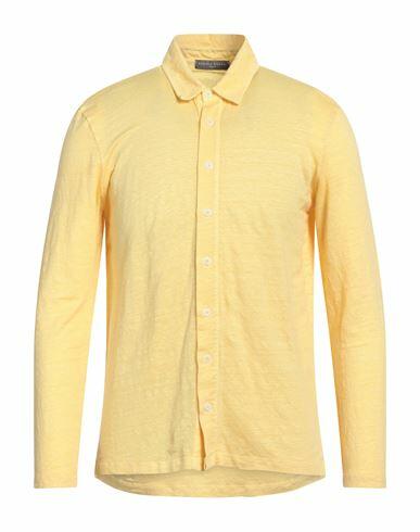 Daniele Fiesoli Man Shirt Yellow Linen, Elastane Cover