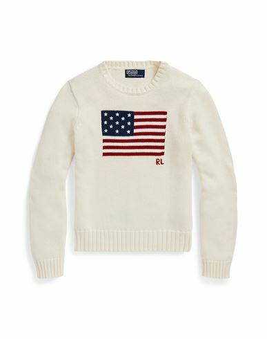 Polo Ralph Lauren Flag Cotton Crewneck Sweater Woman Sweater Ivory Cotton Cover