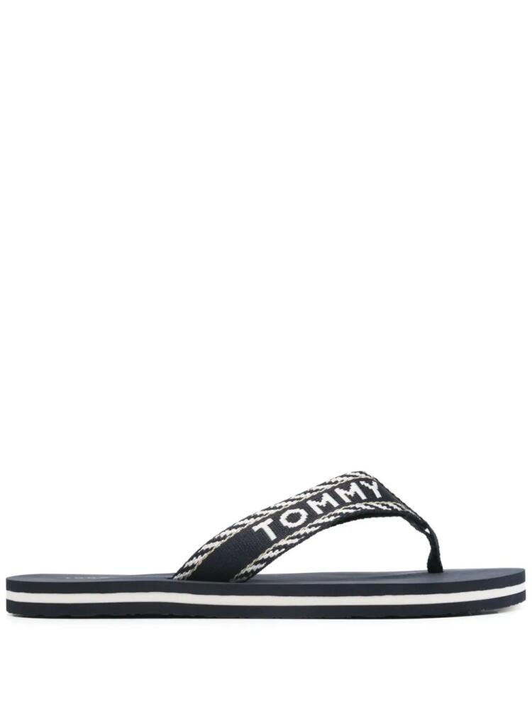 Tommy Hilfiger logo-jacquard flip flops - Blue Cover