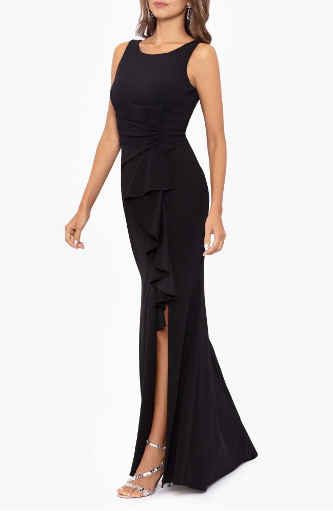 Betsy & Adam Ruffle Bow Gown in Black Cover