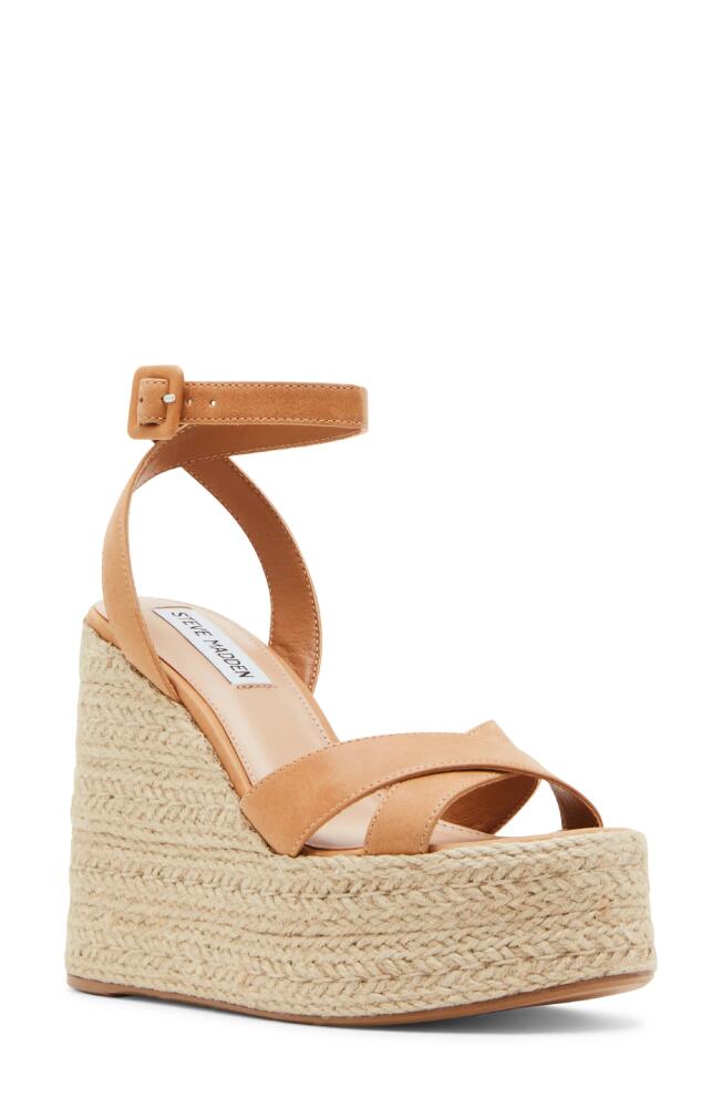 Steve Madden Lulah Platform Wedge Sandal in Cognac Leather Cover