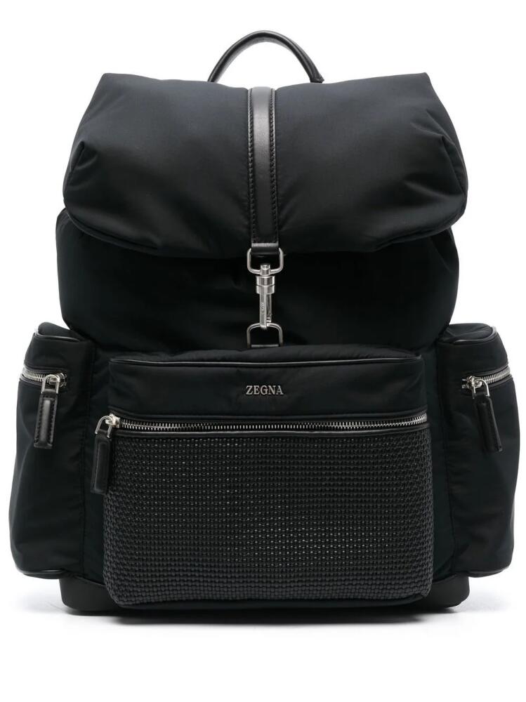 Zegna woven panel backpack - Black Cover