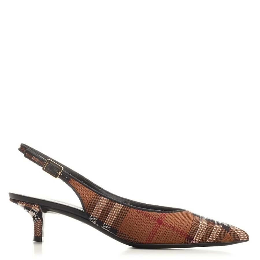 Burberry Check 40 Pointed-Toe Slingback Pumps Cover