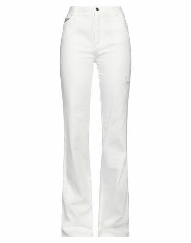 Ermanno Scervino Woman Jeans White Cotton, Glass, Brass, Acrylic, Polyamide Cover