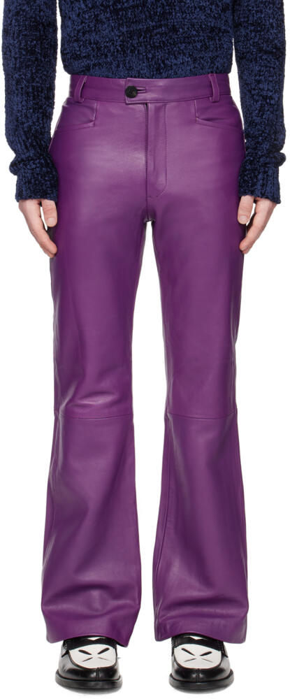 Ernest W. Baker Purple Flared Leather Trousers Cover