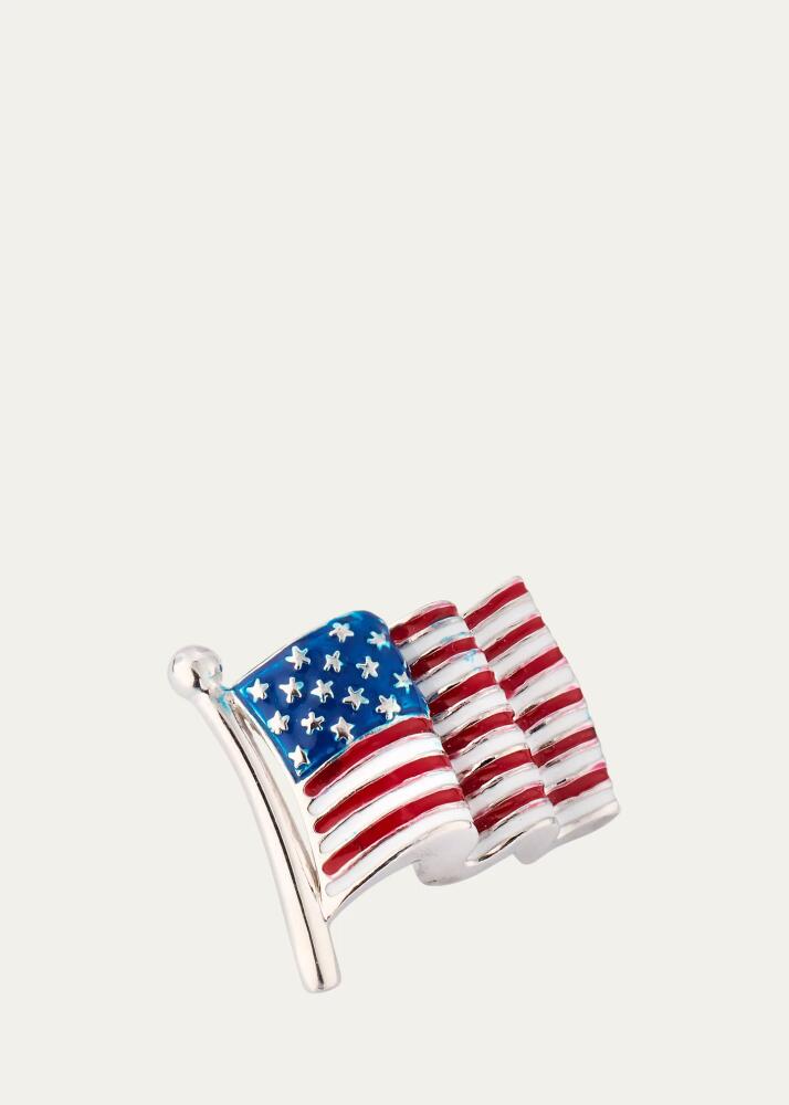 Jan Leslie Men's Sterling Silver American Flag Lapel Pin Cover