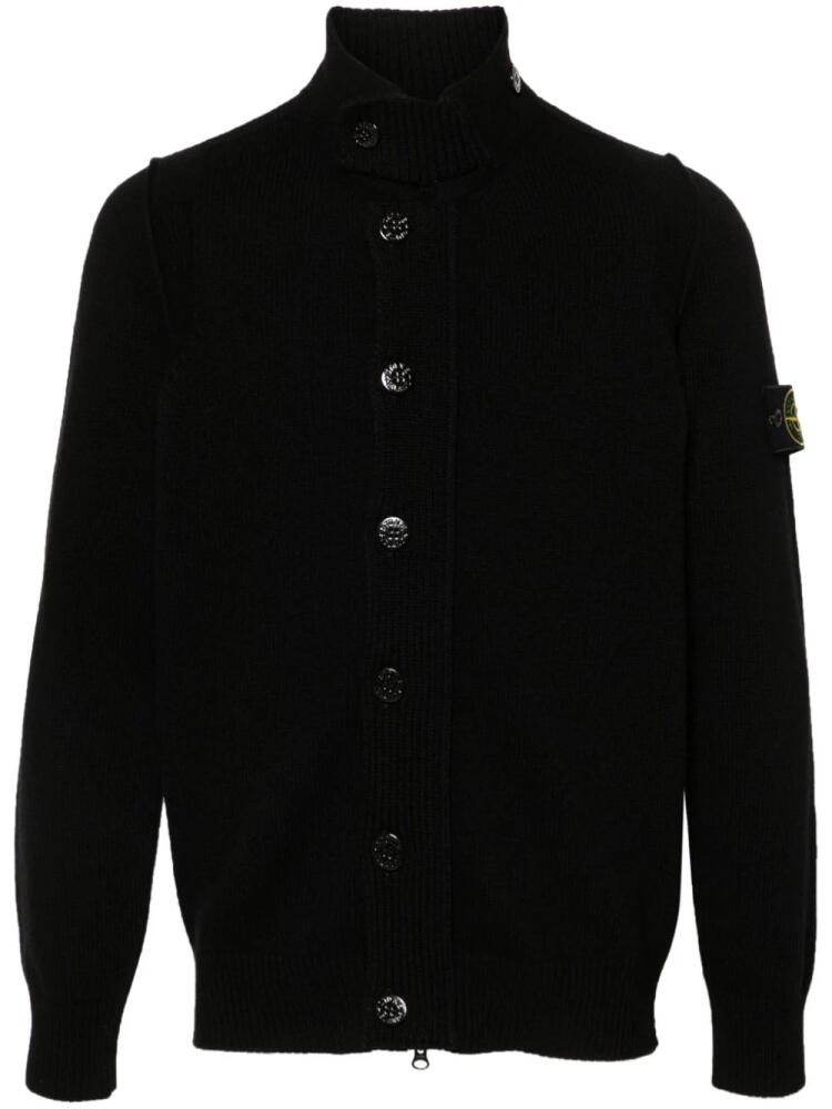 Stone Island Compass-badge button-up cardigan - Black Cover