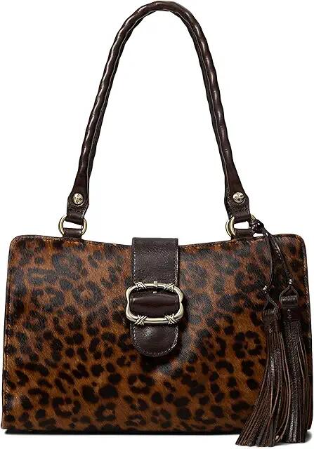 Patricia Nash Violina Satchel (Leopard Haircalf/Chocolate Distressed Trim) Handbags Cover