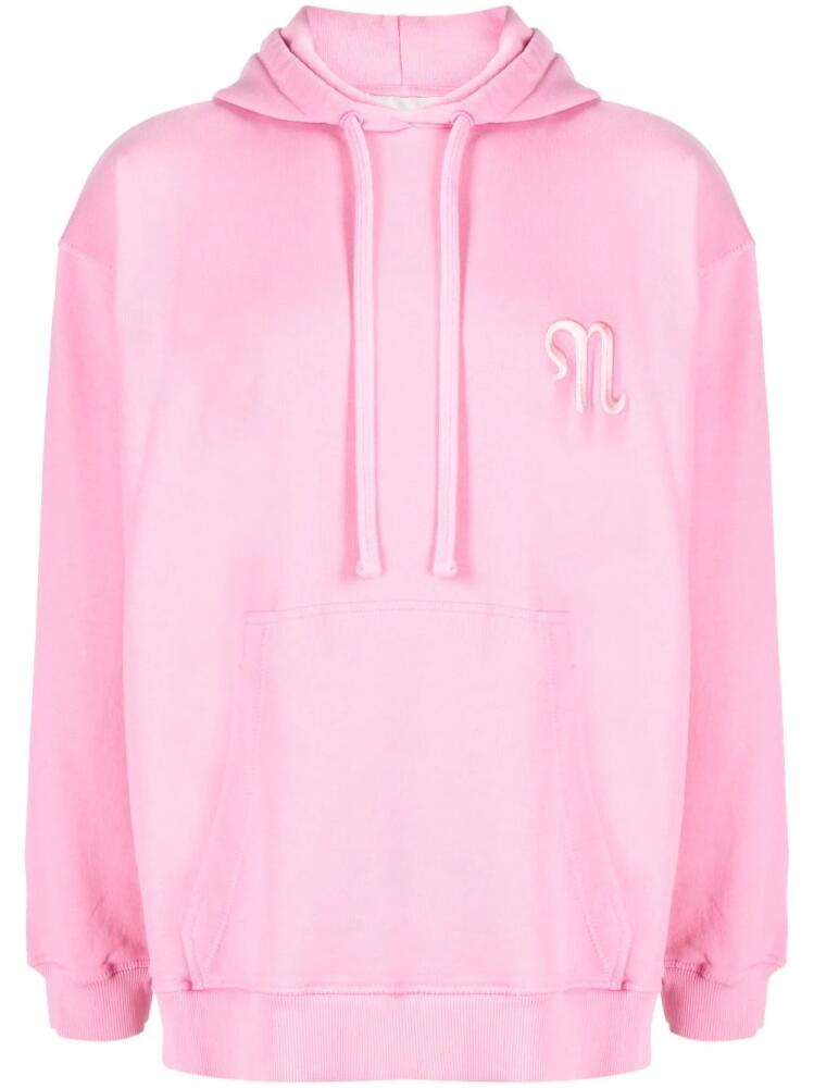 Nanushka logo-embroidered organic cotton hoodie - Pink Cover