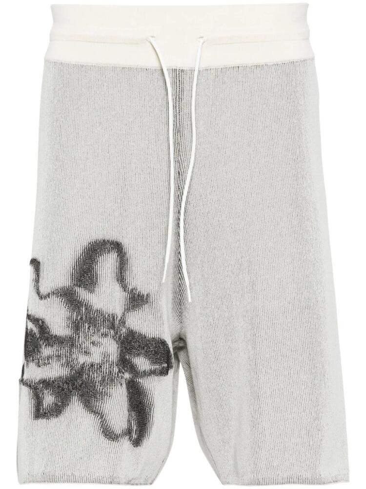 Y-3 GFX flower-jacquard ribbed shorts - Neutrals Cover