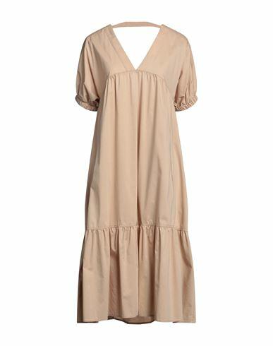 Emma & Gaia Woman Midi dress Beige Cotton, Polyamide, Elastane Cover