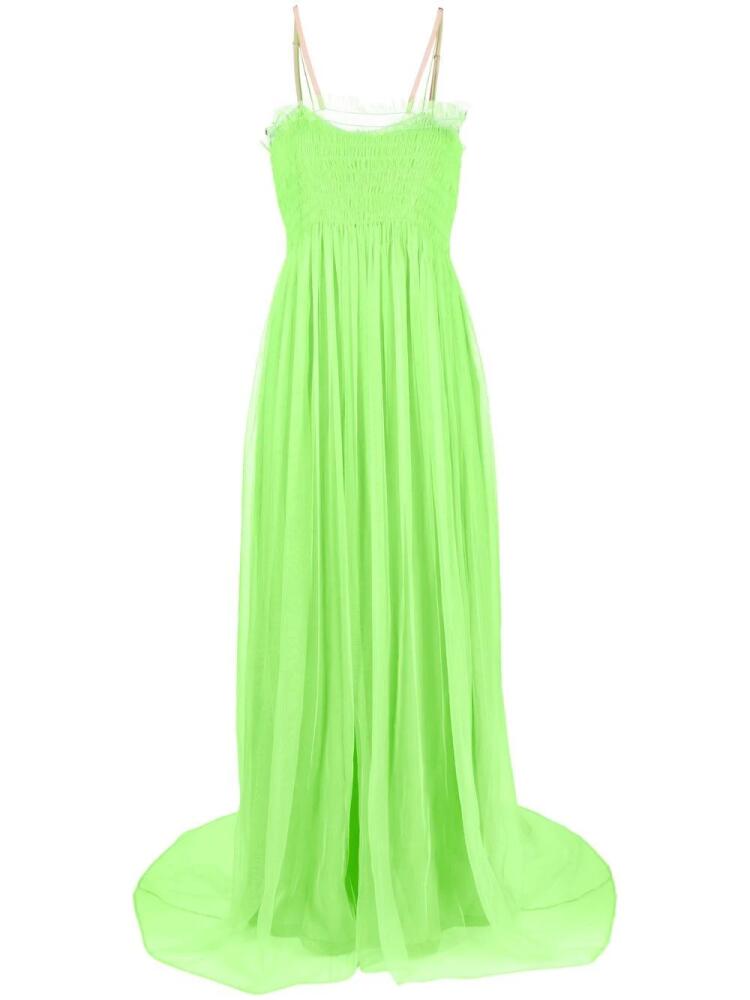 Gucci smocked silk gown - Green Cover