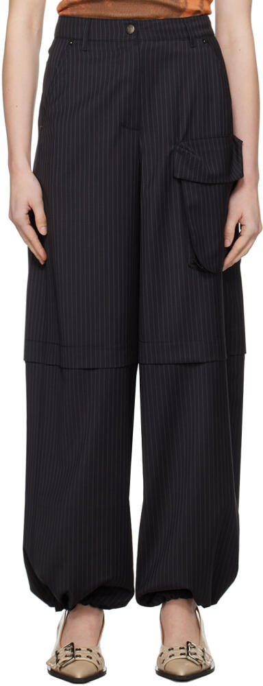 OPEN YY Black Pinstripe Pants Cover