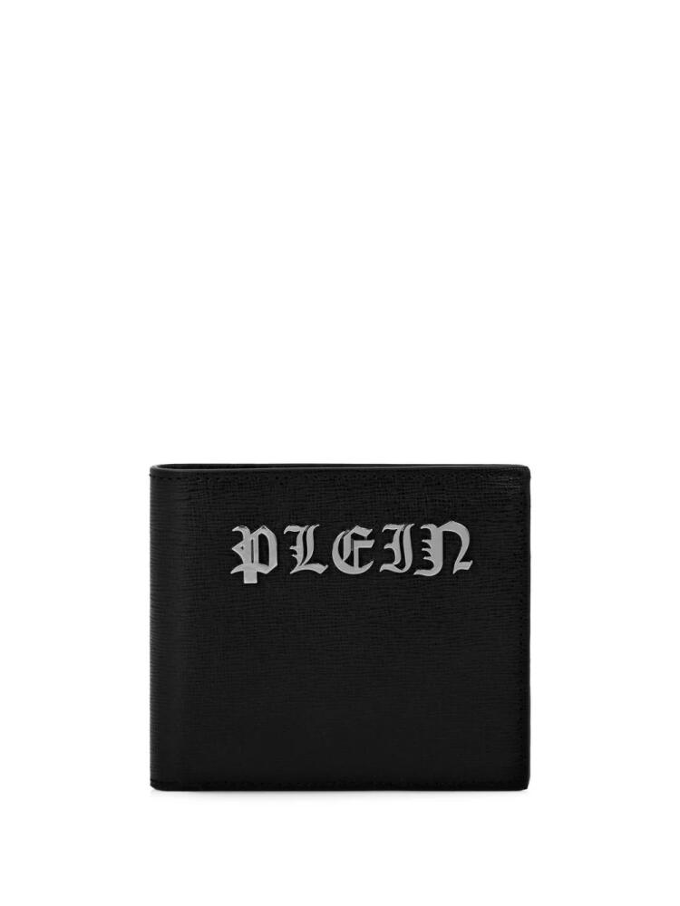 Philipp Plein logo-lettering lather wallet - Black Cover