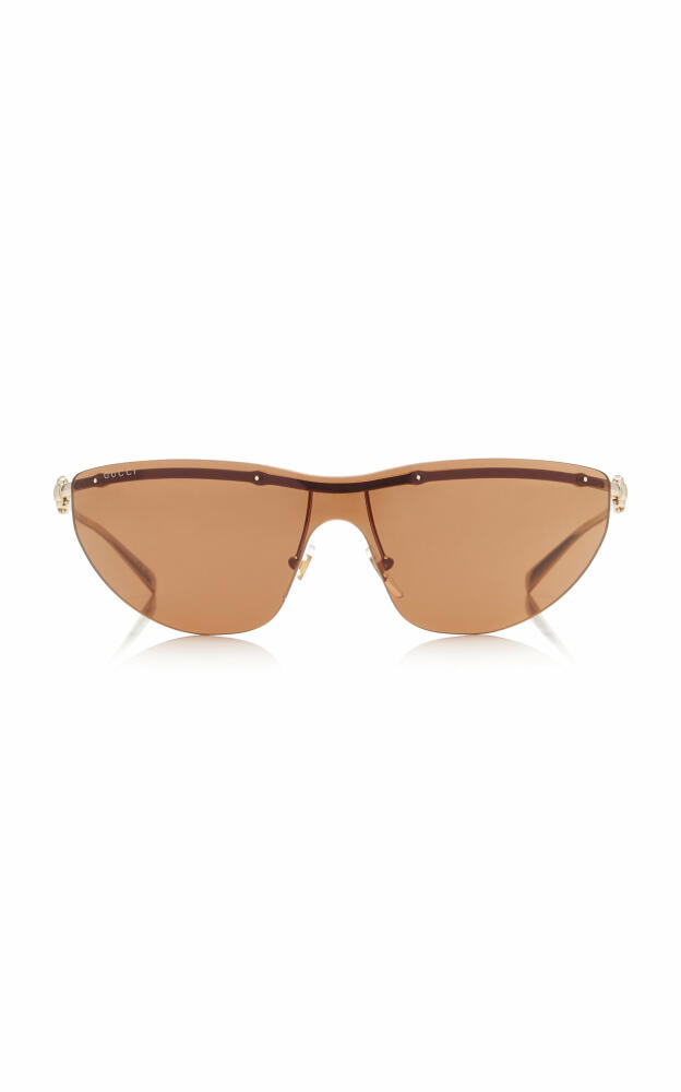 Gucci - Mask-Frame Metal Sunglasses - Brown Cover