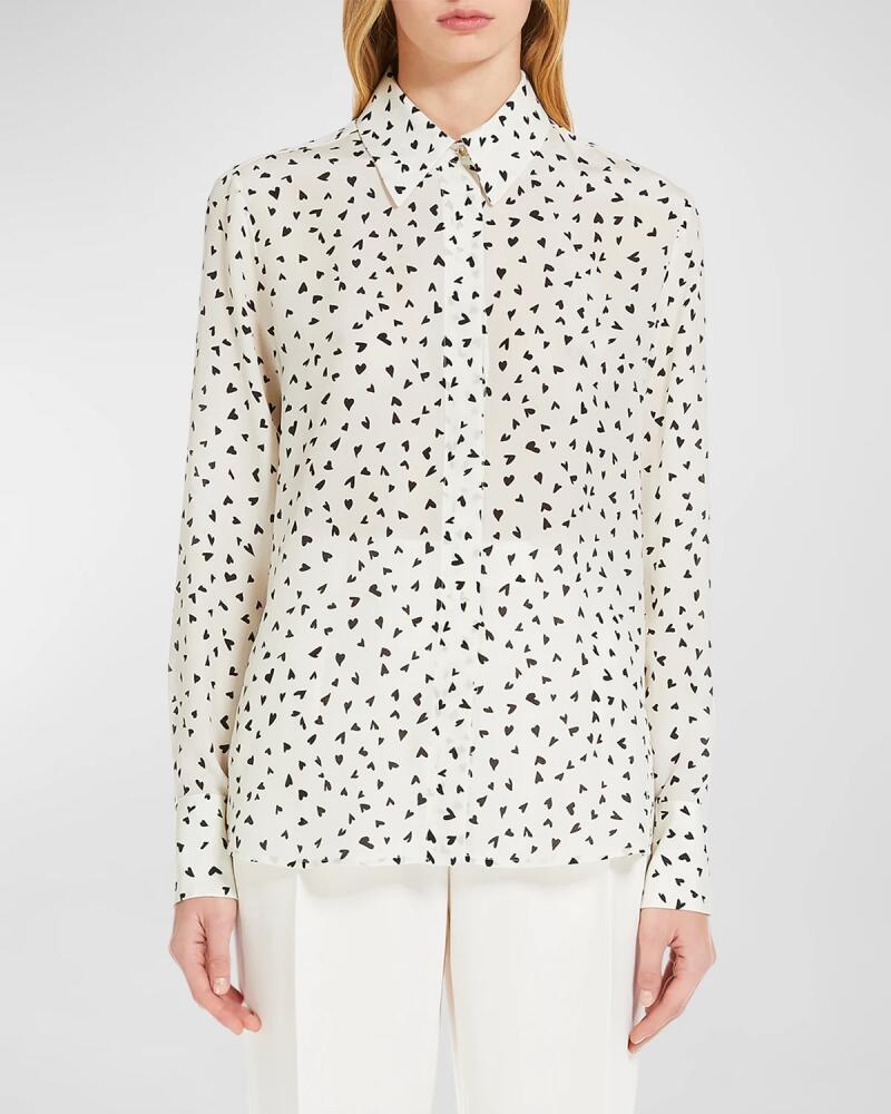 Max Mara Studio Pagine Heart-Print Silk Shirt Cover