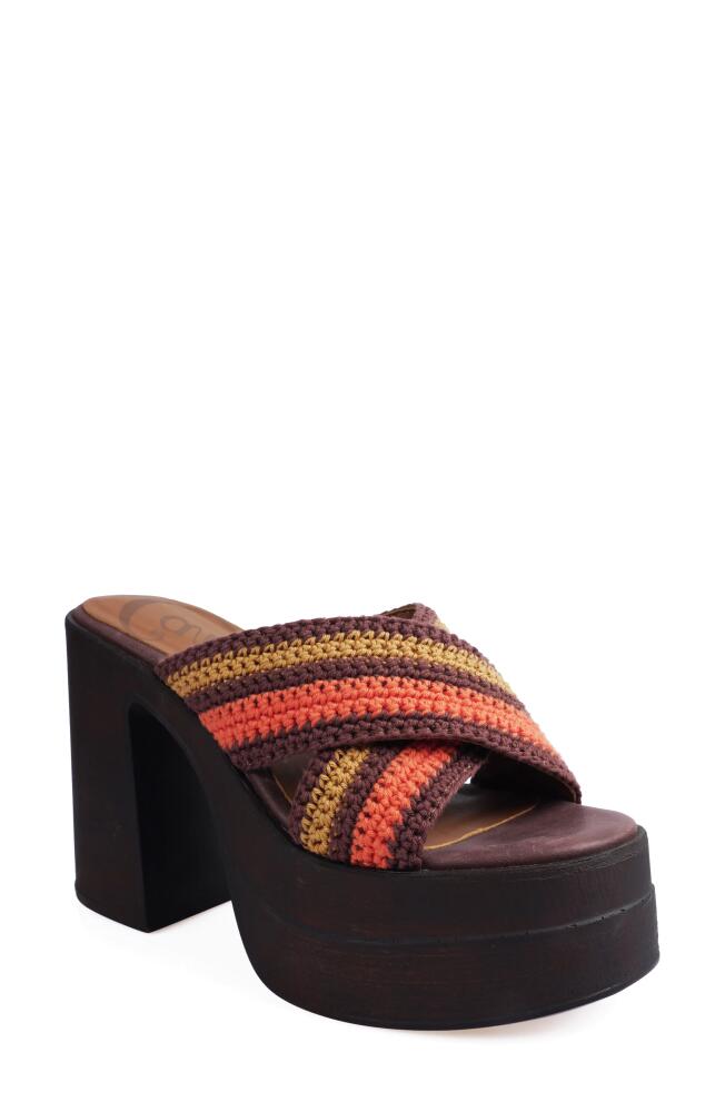 Candie's Erismar Platform Sandal in Brown Fabric Cover