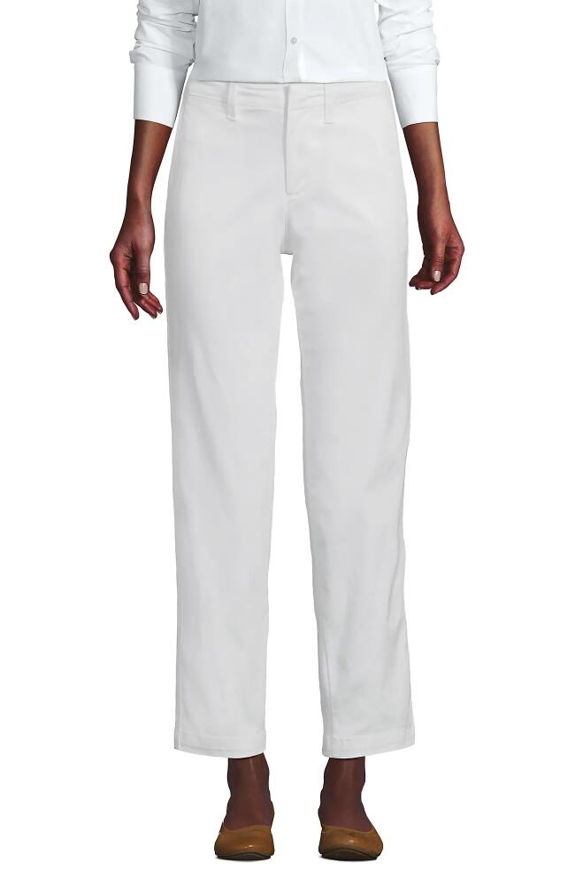 Lands' End Mid Rise Classic Straight Leg Chino Ankle Pants in White Cover