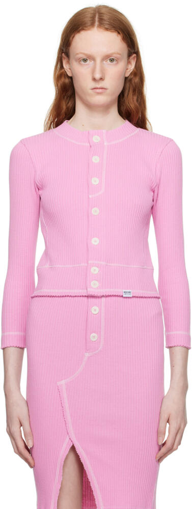 Moschino Jeans Pink Button Cardigan Cover