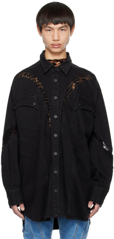 Mugler Black Oversized Denim Jacket Cover