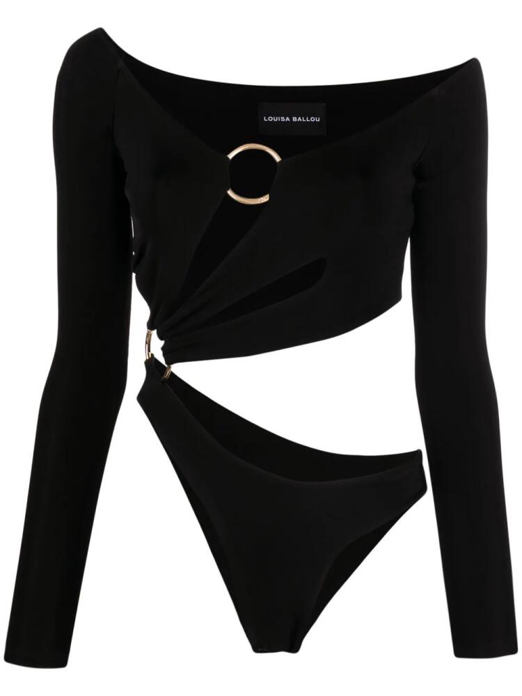 Louisa Ballou cut-out asymmetric jersey top - Black Cover