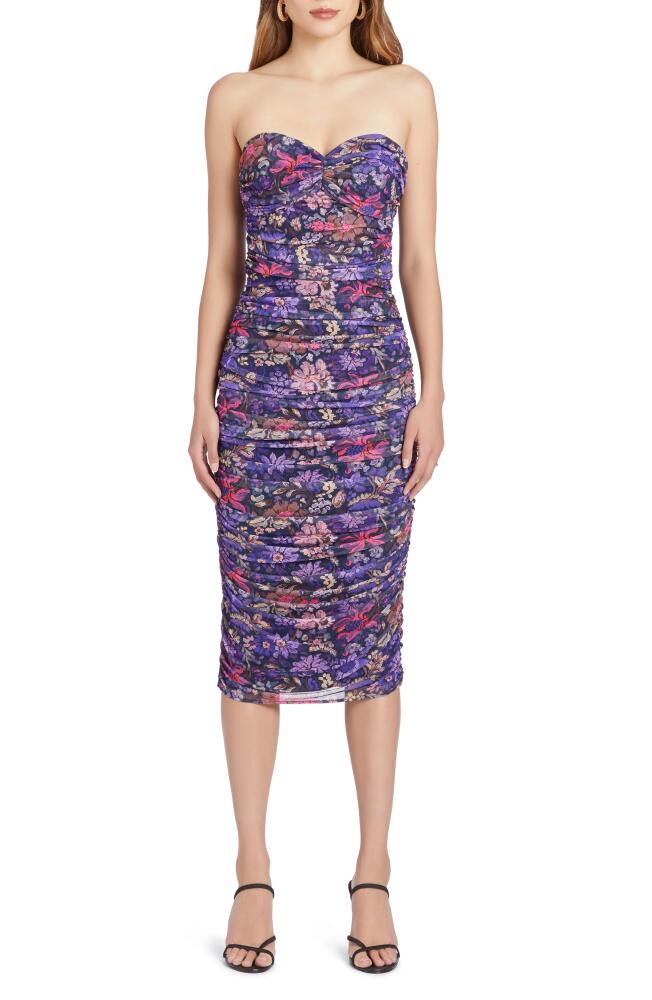 Amanda Uprichard Floral Strapless Mesh Body-Con Cocktail Dress in Araceli Cover