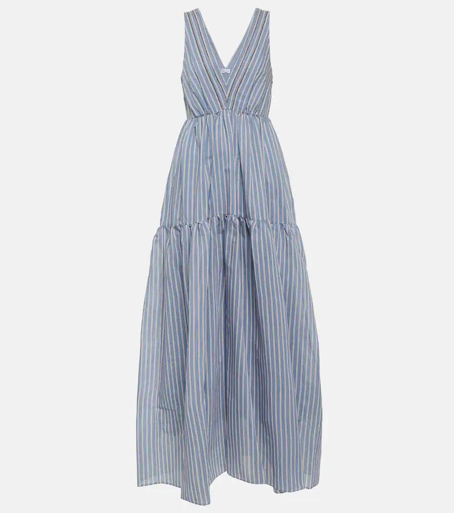 Brunello Cucinelli Striped cotton and silk maxi dress Cover