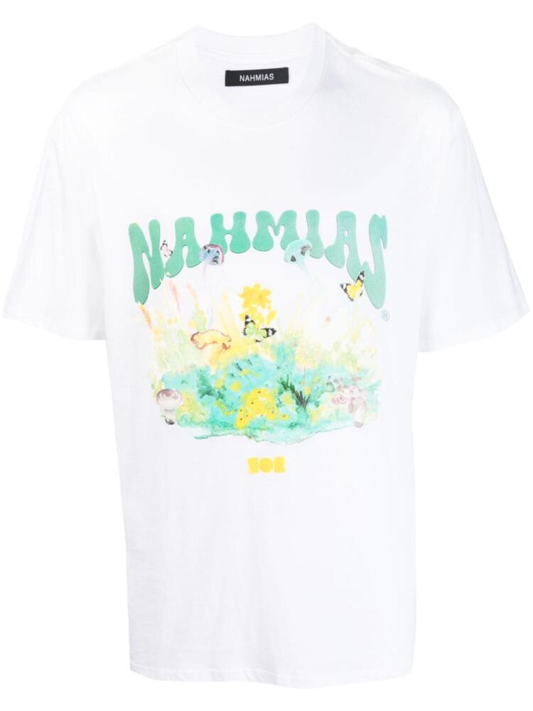 Nahmias logo-print cotton T-shirt - White Cover