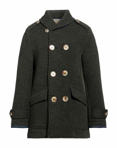 Vintage De Luxe Man Coat Military green Virgin Wool, Cotton Cover