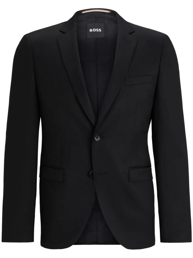 BOSS virgin-wool single-breasted blazer - Black Cover