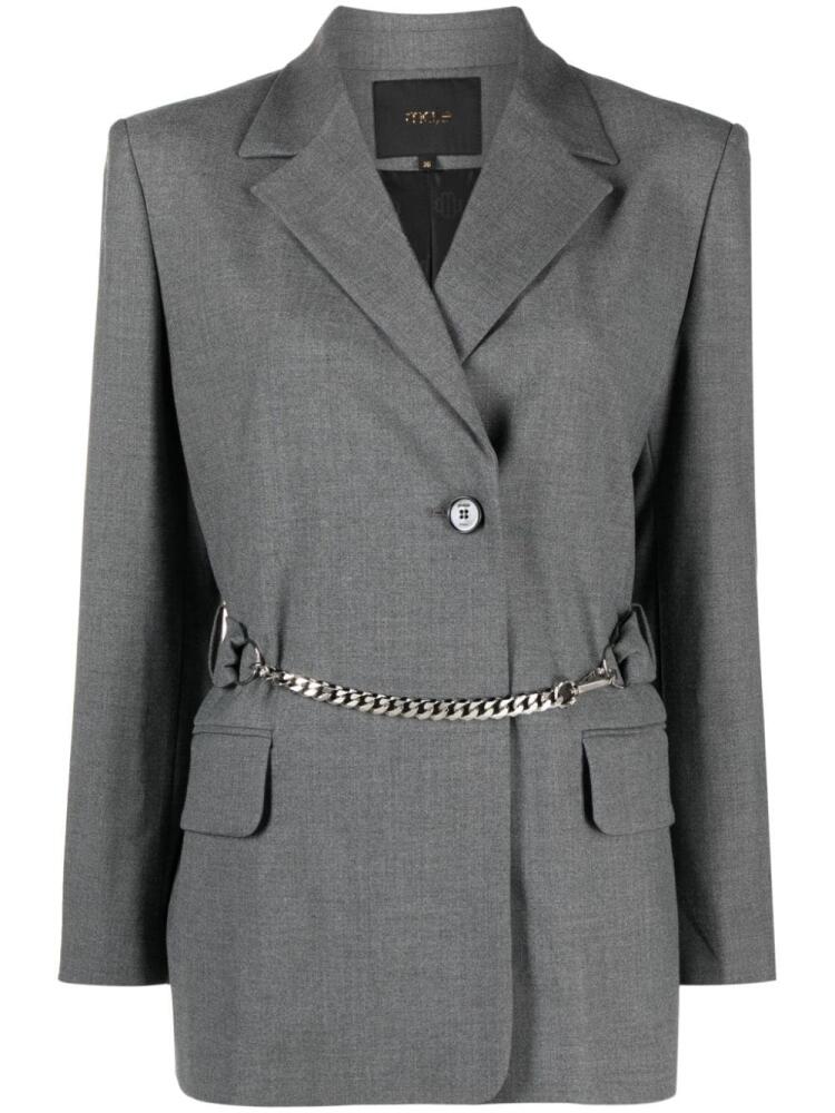 Maje chain-belt tailored blazer - Grey Cover