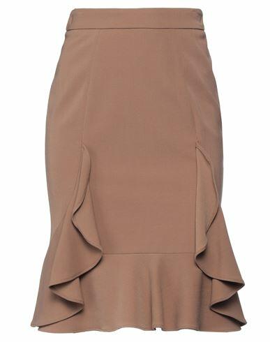 Simona Corsellini Woman Mini skirt Camel Polyester, Virgin Wool, Lycra Cover