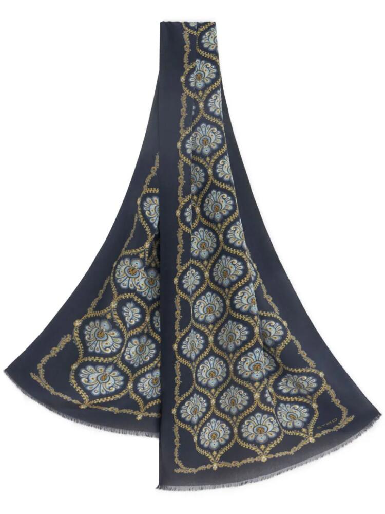 ETRO graphic-print silk scarf - Blue Cover