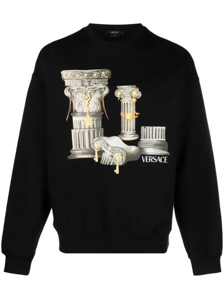 Versace Columns-print cotton sweatshirt - Black Cover