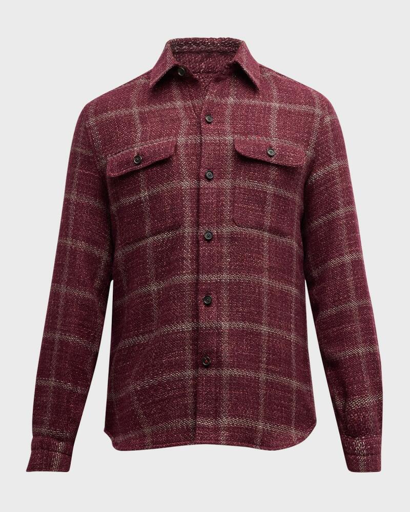 Isaia Men's Windowpane Overshirt Cover