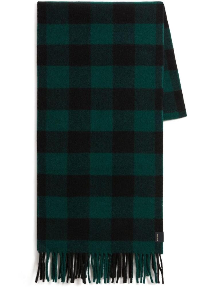 Woolrich check-pattern fringed edge scarf - Green Cover