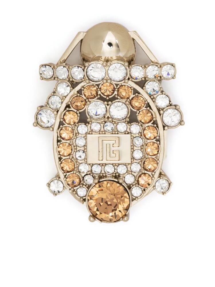 Balmain Beetle crystal-embellished brooch - White Cover