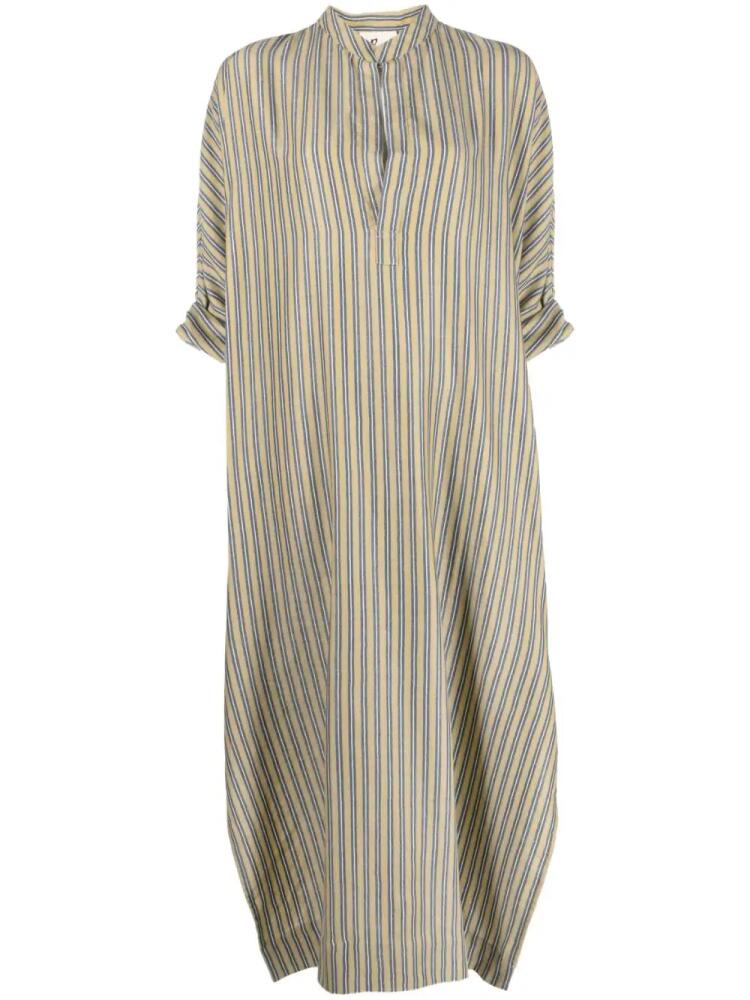 PAULA short-sleeve striped kaftan - Green Cover