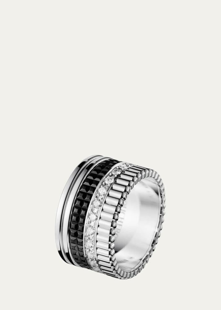 Boucheron Quatre Large Ring in White Gold with Diamonds and Black PVD Cover