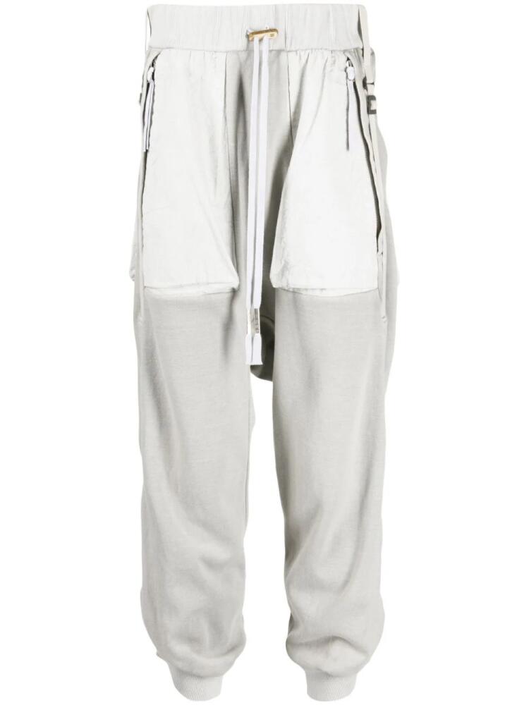 Boris Bidjan Saberi tapered cotton track pants - Grey Cover