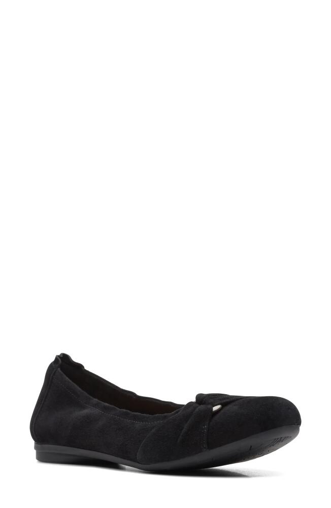 Clarks(r) Rena Step Suede Flat in Black Cover