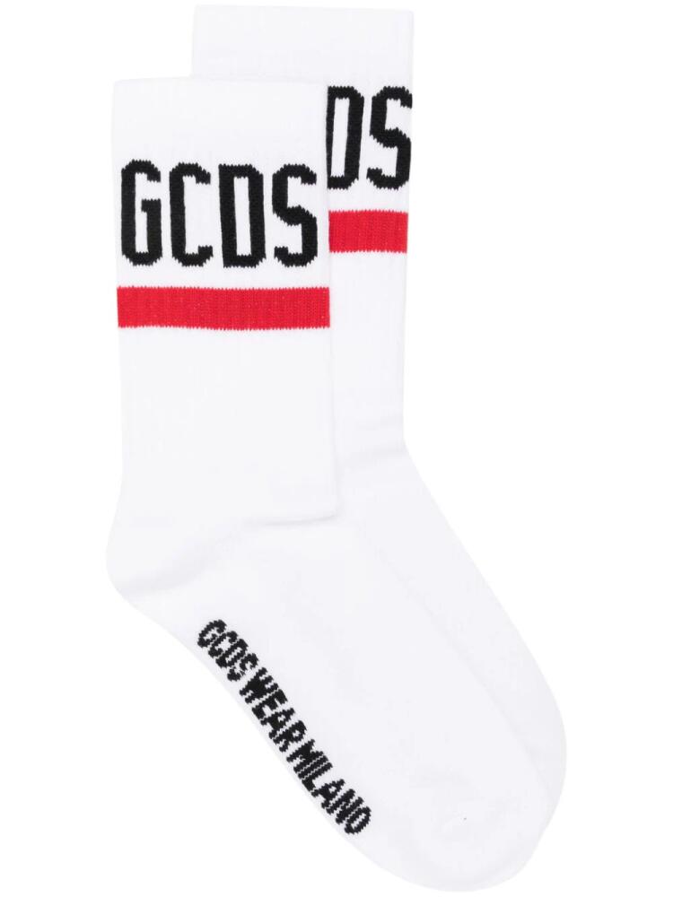 GCDS intarsia-knit logo socks - White Cover