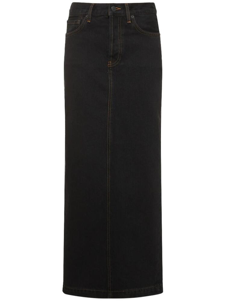 WARDROBE.NYC Cotton Denim Midi Column Skirt Cover