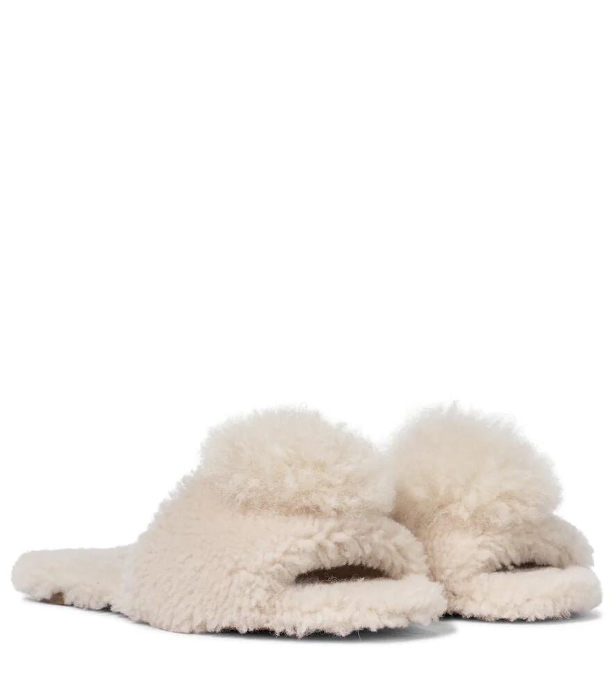 Aquazzura Foxy shearling and alpaca hair slides Cover