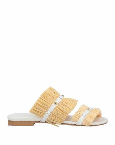 Ncub Woman Sandals White Natural raffia, Soft Leather Cover