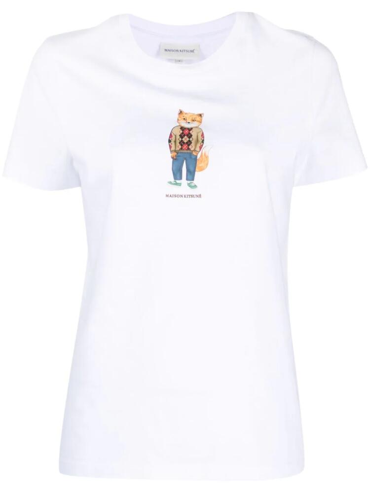 Maison Kitsuné logo-print cotton T-shirt - White Cover