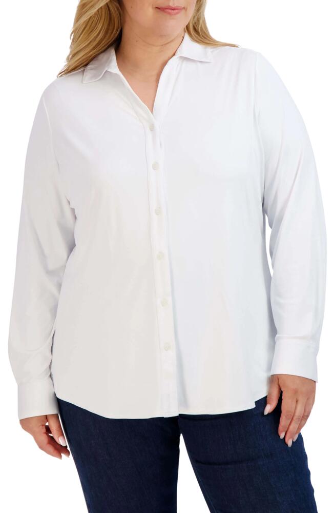 Foxcroft Mary Button-Up Blouse in White Cover