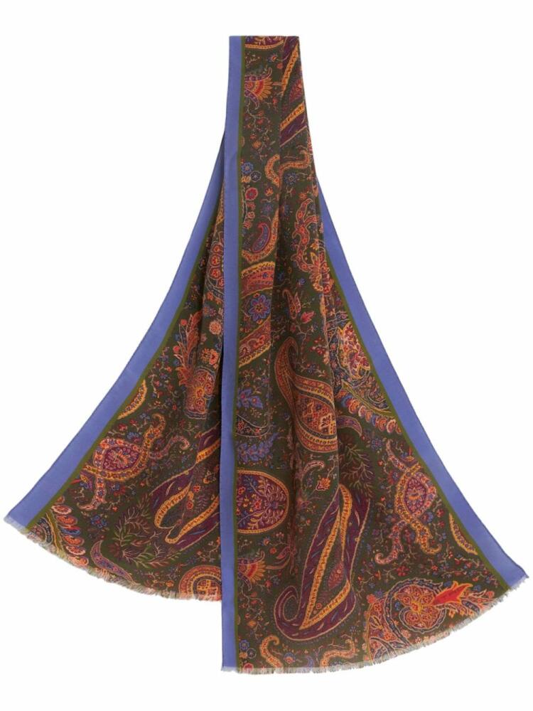 ETRO paisley-print silk scarf - Green Cover